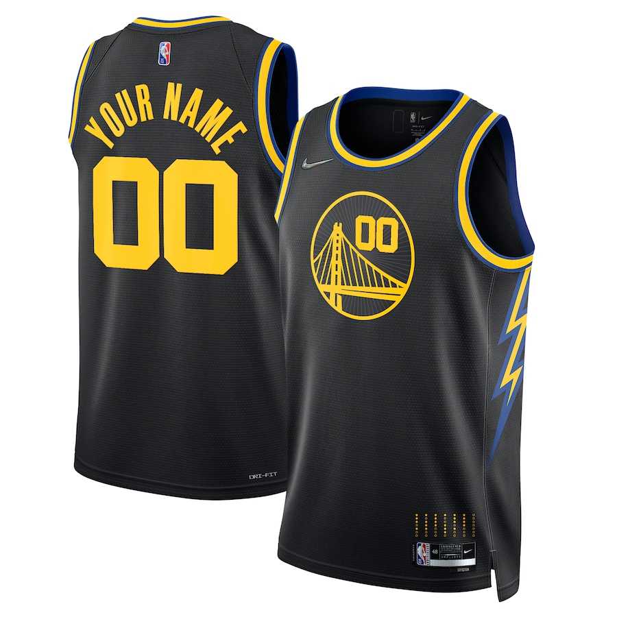 Men & Youth Customized Golden State Warriors Nike Black 2021-22 Swingman Jersey - City Edition